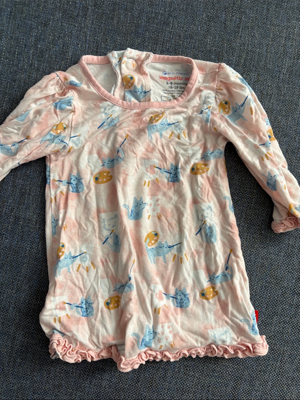 Magnetic Me Pink Baby Dress with Blue and Yellow Print